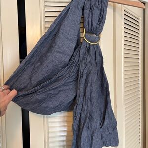 Sakura Bloom Chambray blue linen ring sling excellent pre-owned